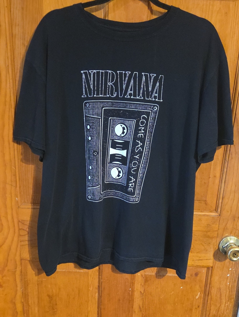 NIRVANA Black Tee with White Cassette Graphic